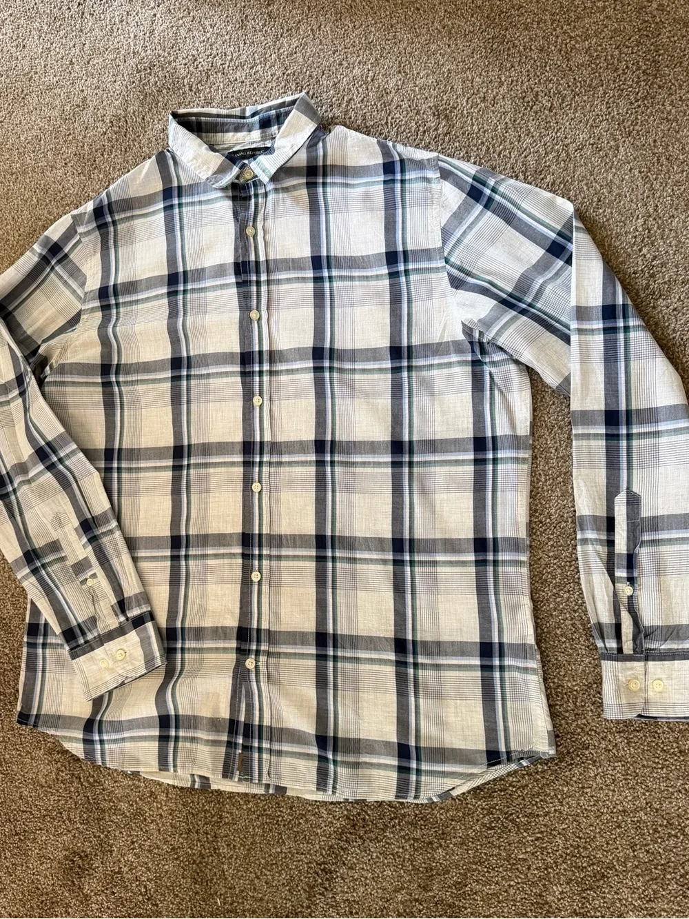 Banana Republic Navy & Gray Plaid Long-Sleeve Button-Down Shirt